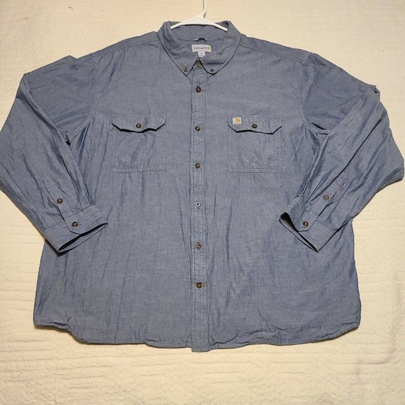 Carhartt Other - Carhartt Button Up Shirt Mens Adult 4XL XXXXL Blue Outdoors Casual Cotton 🔥